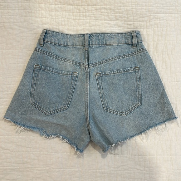 Garage Denim Festival High-Rise Light Wash Distressed Denim Cut-Off Jean Shorts - Picture 2 of 4